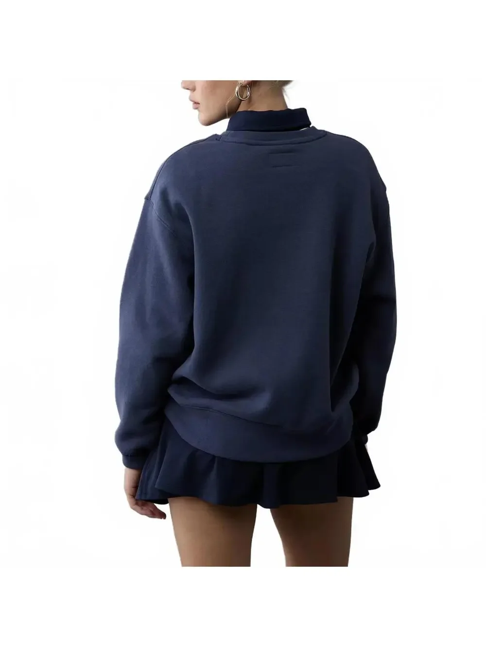AE Everyday Luxe Graphic Crew Neck Sweatshirt American Eagle NWT Navy Small
